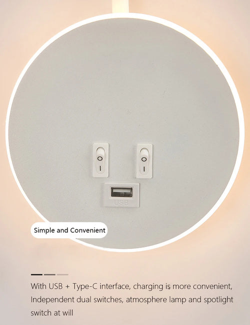 applique murale led moderne avec ports usb et interrupteur - vue 7 sur 22