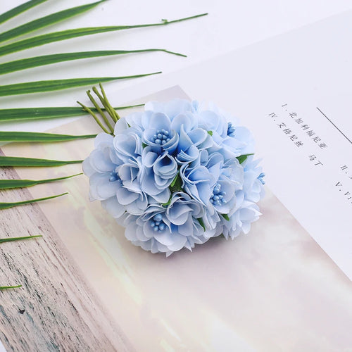 bouquet de mini fleurs d'hortensia artificielles pour décoration et bricolage - vue 14 sur 15