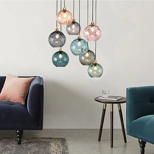 lustre en verre coloré lumineux pour restaurant - vue 4 sur 25
