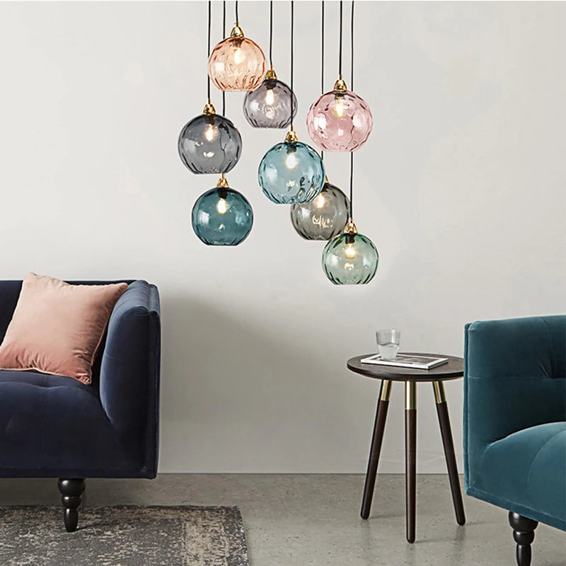 lustre en verre coloré lumineux pour restaurant - vue 3 sur 25