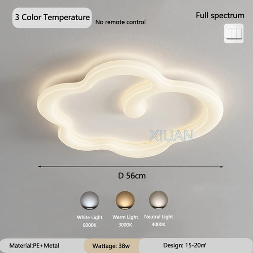 lustre scandinave nuage blanc avec télécommande optionnelle led - vue 14 sur 16