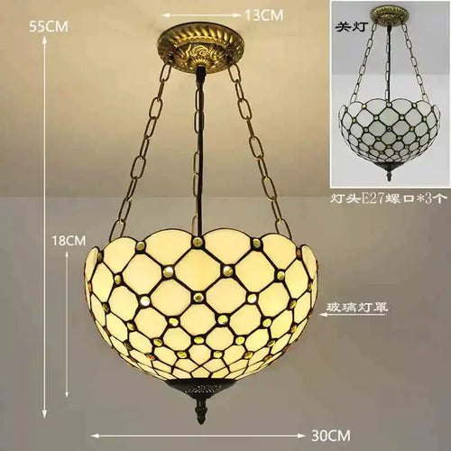 lustre en verre teinté style tiffany pour décoration intérieure suspendue - vue 9 sur 11