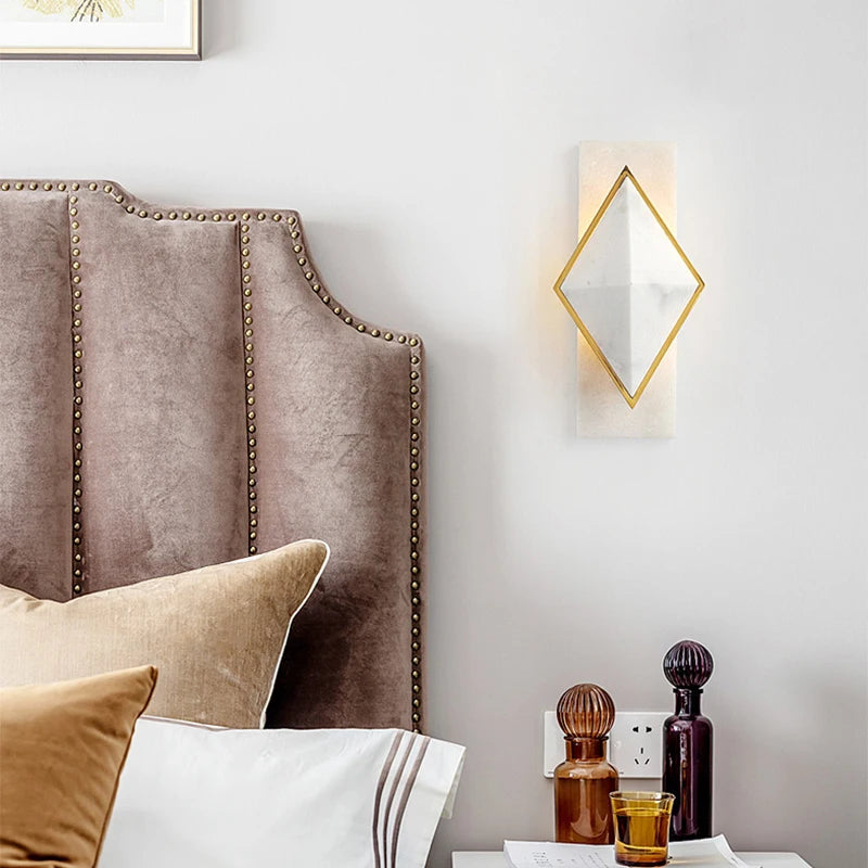 applique murale losange en marbre style célébrité led moderne - vue 3 sur 18