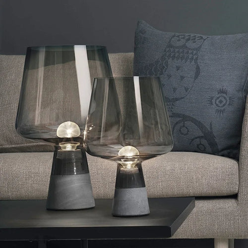 lampe de table moderne en ciment et verre décoration nordique - vue 6 sur 6