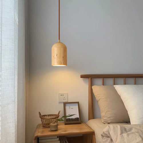 lustre suspendu led rétro avec pierre naturelle vintage - vue 3 sur 6