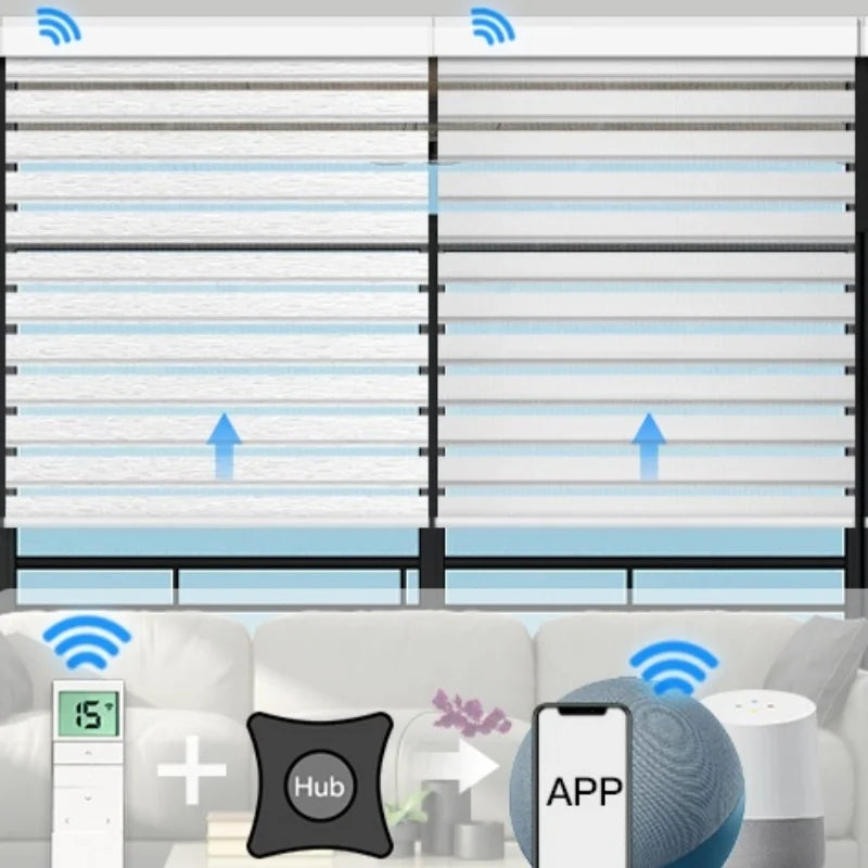Store enrouleur zébré motorisé connecté wifi jour nuit - vue 6 sur 8