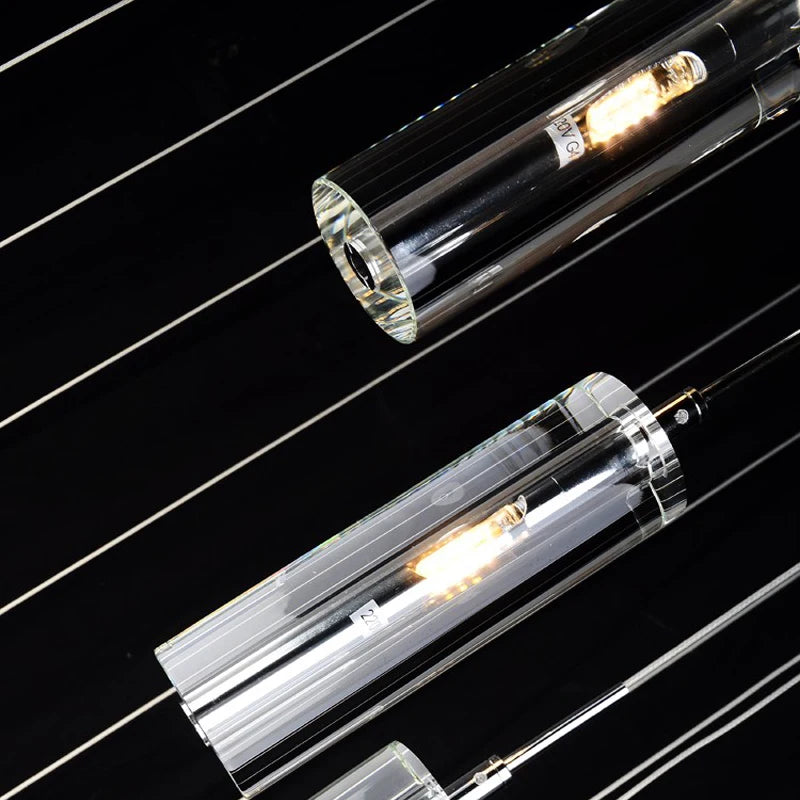 suspension moderne en cristal avec éclairage LED spiralé - vue 5 sur 10