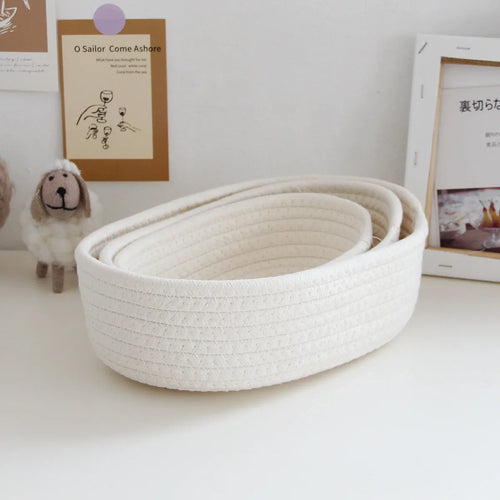 paniers en corde de coton pour rangement et organisation des objets - vue 3 sur 13