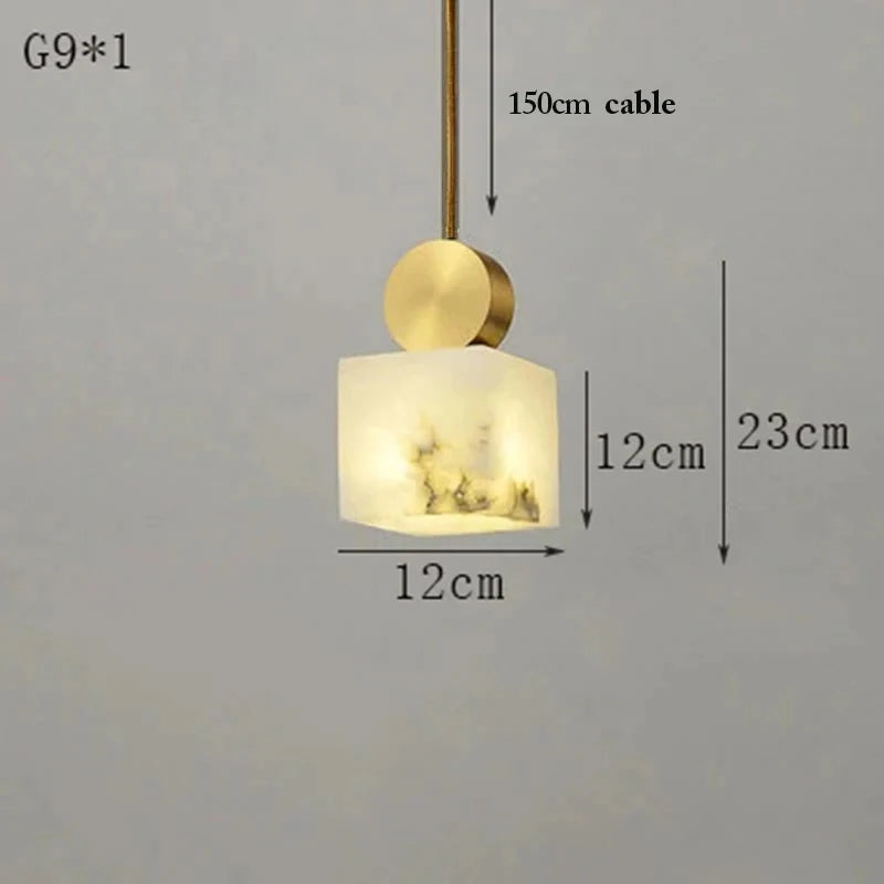 Suspension nordique en marbre et cuivre avec lumières led - vue 10 sur 10
