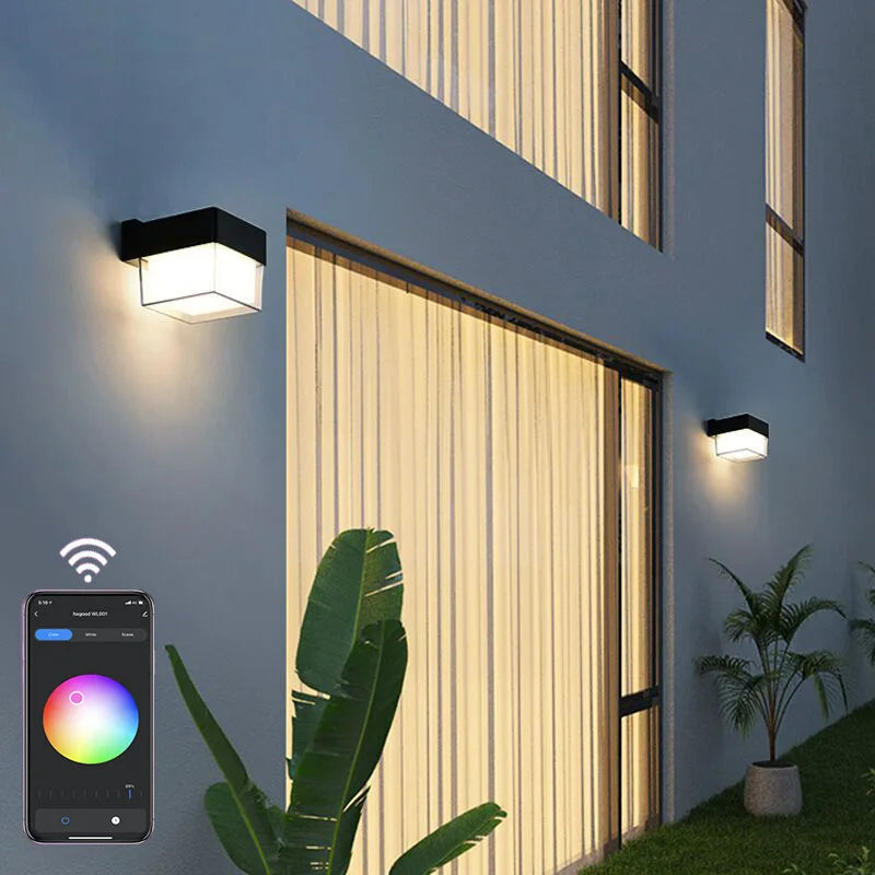 applique murale led extérieure wi-fi étanche double abat-jour aluminium acrylique - vue 9 sur 15