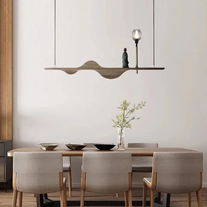 suspension en bois massif style moderne zen pour éclairage créatif - vue 6 sur 10
