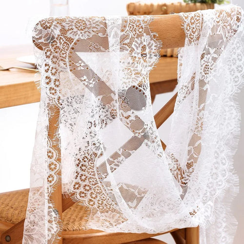 Chemin de table dentelle blanche florale style boheme - vue 6 sur 7