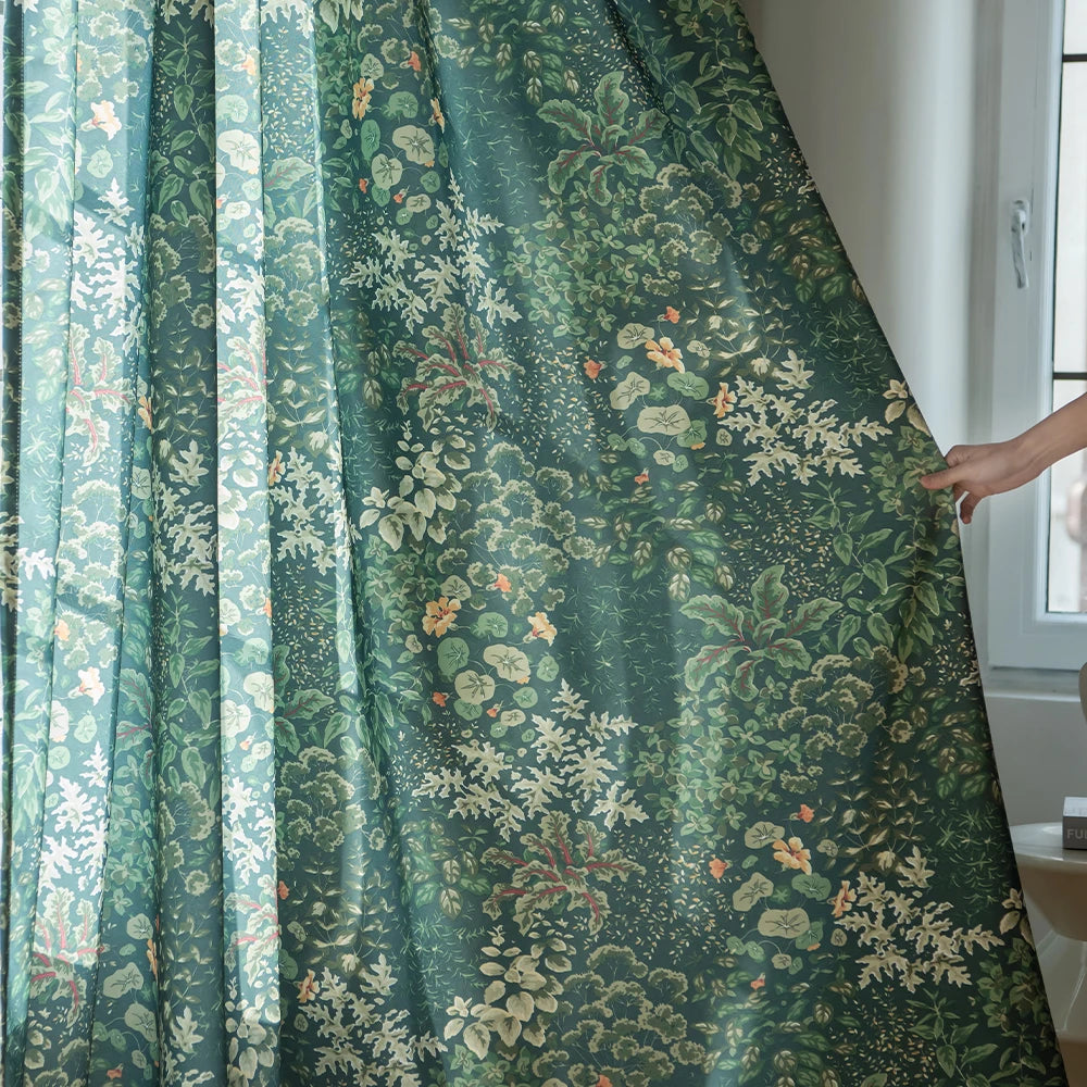 Rideau moderne motif feuilles pour salon chambre - vue 1 sur 8