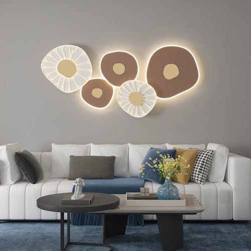 applique murale led feuille de lotus 3 luminaires gradation variable décoration artistique - vue 3 sur 7