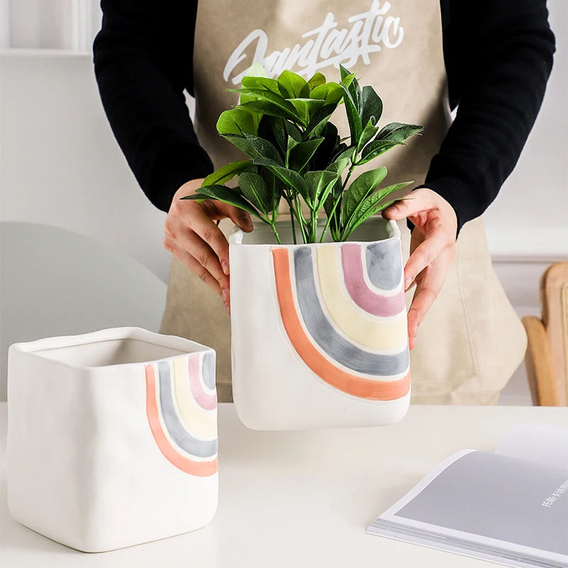 pot de fleurs succulentes en céramique style nordique fait main - vue 2 sur 8