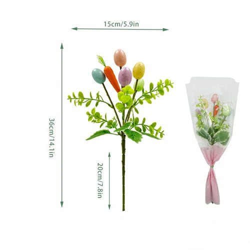 décoration florale artificielle de pâques avec lapins et œufs - vue 12 sur 16