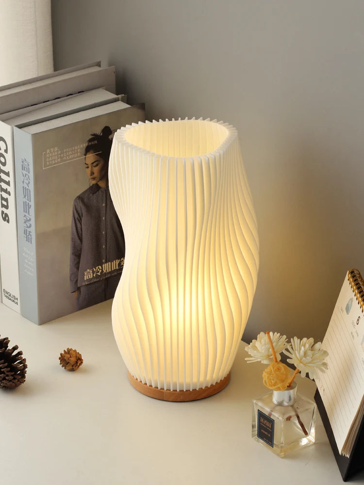 Lampe à poser Abat-jour imprimé en 3D de Style crème française - vue 5 sur 14