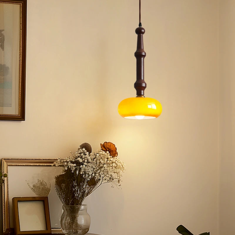 suspension en bois et verre au design moderne et créatif - vue 3 sur 10