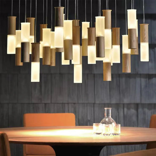 lustre en bois moderne pour éclairage intérieur design - vue 2 sur 14