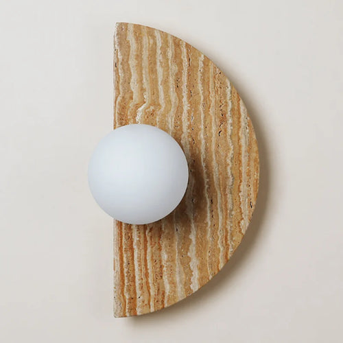 applique murale vintage demi-cercle en pierre naturelle avec led - vue 7 sur 6