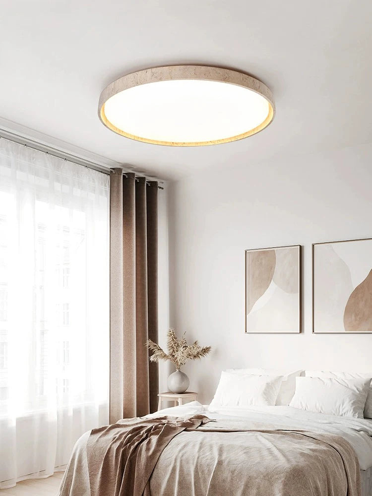 Led plafonnier pierre Downlight monté en Surface rétro luminaires noyer bûche bois couleur chambre salon grande lumière - vue 5 sur 13