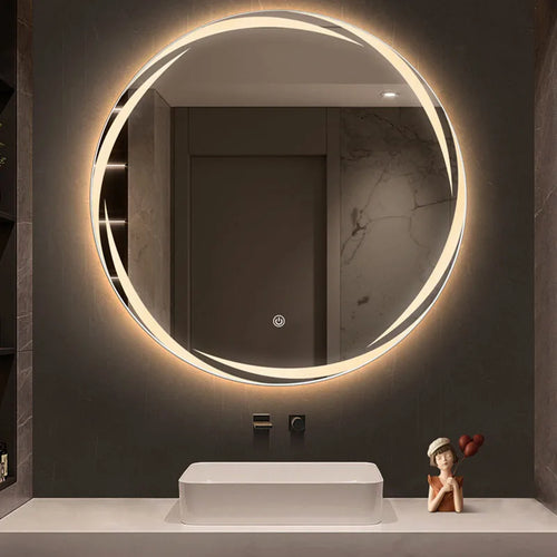 miroir circulaire créatif éclairé pour décoration moderne - vue 4 sur 7