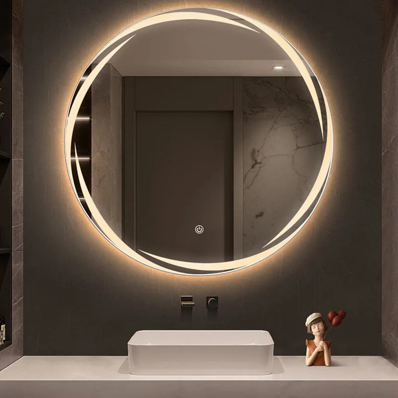 miroir circulaire créatif éclairé pour décoration moderne - vue 4 sur 7