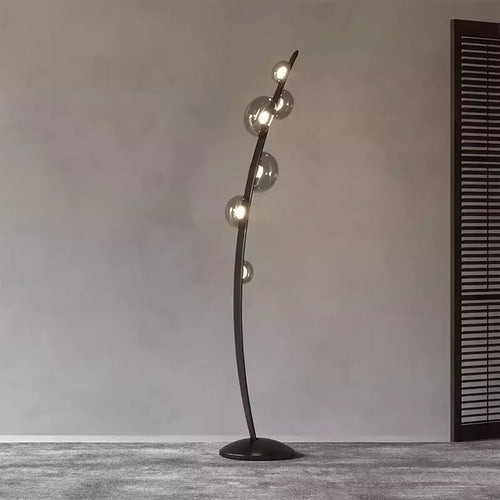 lampadaire design en cuir italien avec boule en verre - vue 9 sur 8