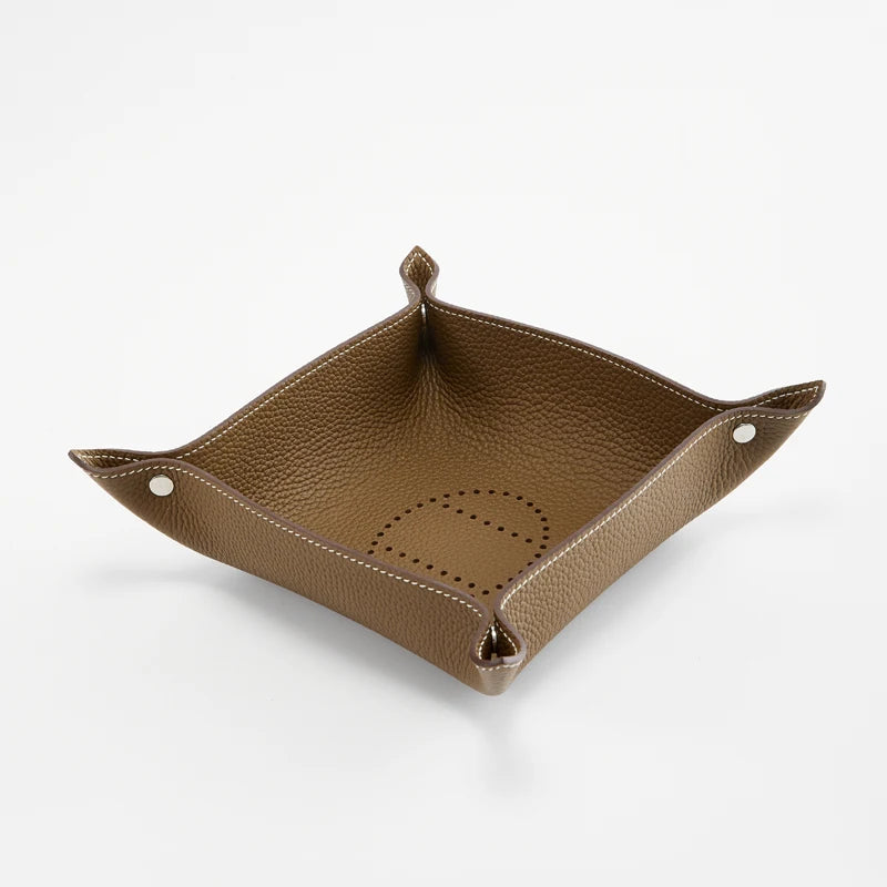 plateau de rangement en cuir pliable pour divers objets - vue 9 sur 10