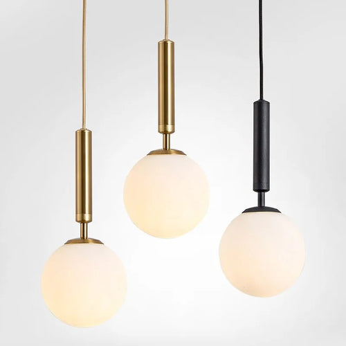 Suspension laiton noir boule lait LED - vue 4 sur 20