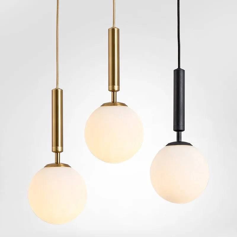 Suspension laiton noir boule lait LED - vue 3 sur 20