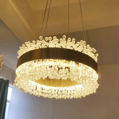 lustre led en cristal moderne hauteur réglable décoration maison - vue 5 sur 12