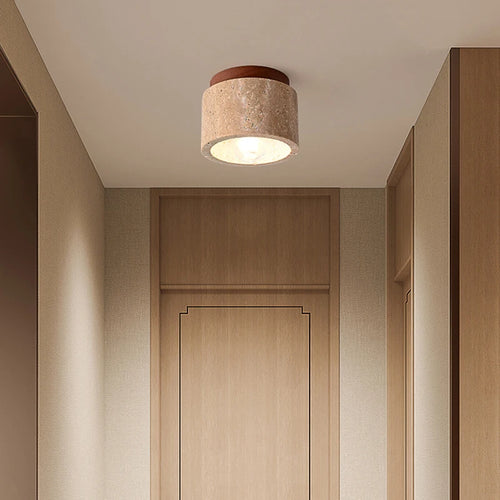 Plafonnier spot décoratif japonais Wabi Sabi rétro moderne jaune grotte pierre crème vent couloir couloir hall balcon - vue 3 sur 10