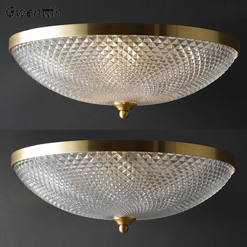 plafonnier en cuivre et verre pour décoration loft moderne - vue 4 sur 7