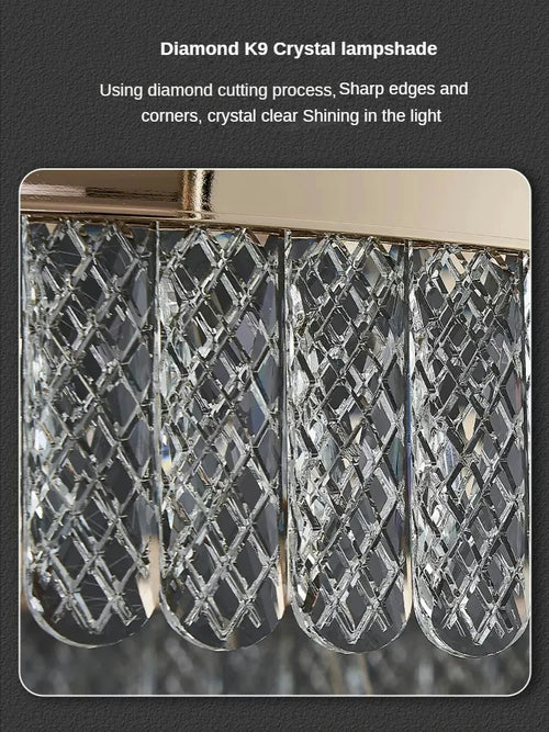 lustre sandyha moderne créatif anneau de luxe en cristal - vue 5 sur 11