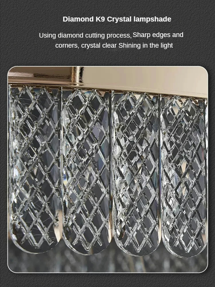 lustre sandyha moderne créatif anneau de luxe en cristal - vue 4 sur 11