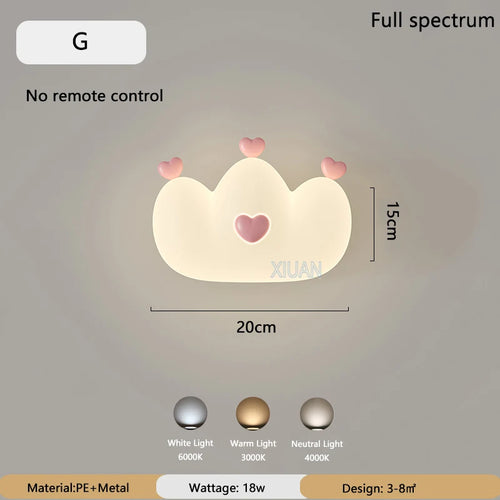applique murale en forme de couronne rose pour filles animal veilleuse - vue 14 sur 14