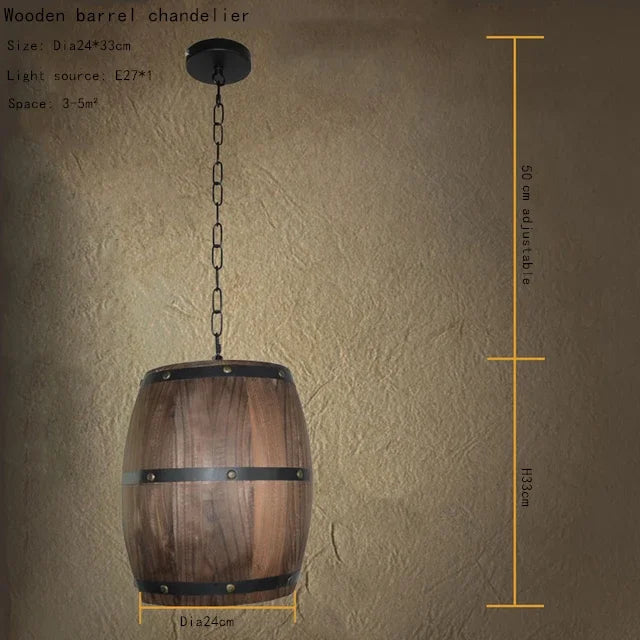lustre en bois industriel vintage pour bar et café décoratif