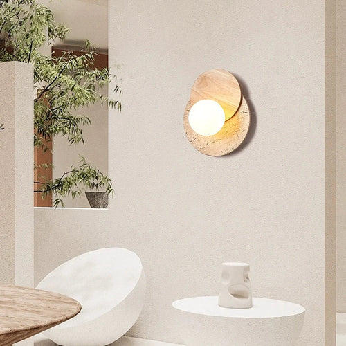 Applique murale design ronde Led Style pierre couleur crème - vue 6 sur 7