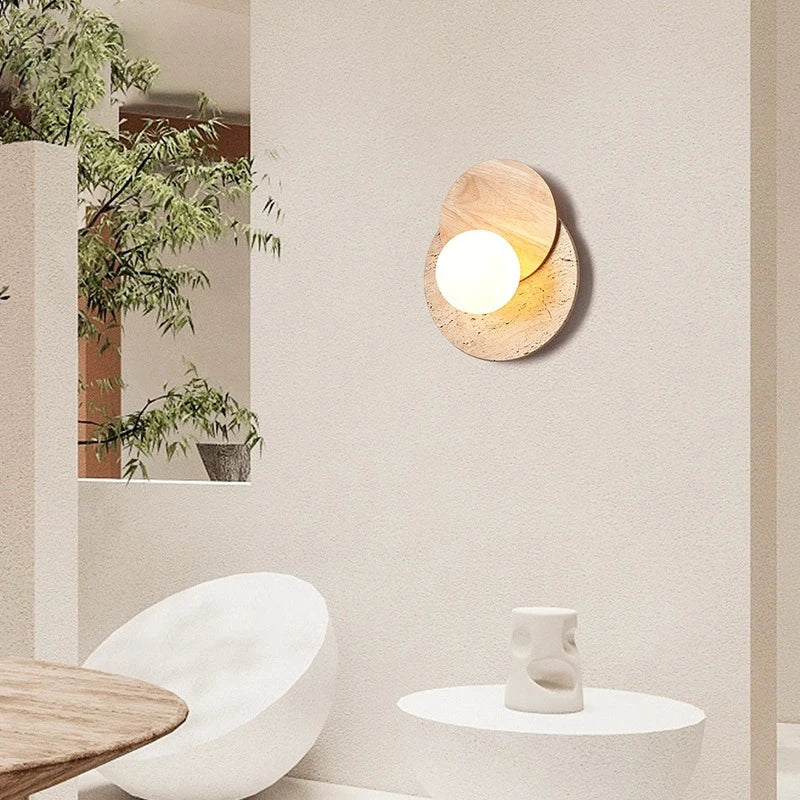 Applique murale design ronde Led Style pierre couleur crème - vue 5 sur 7