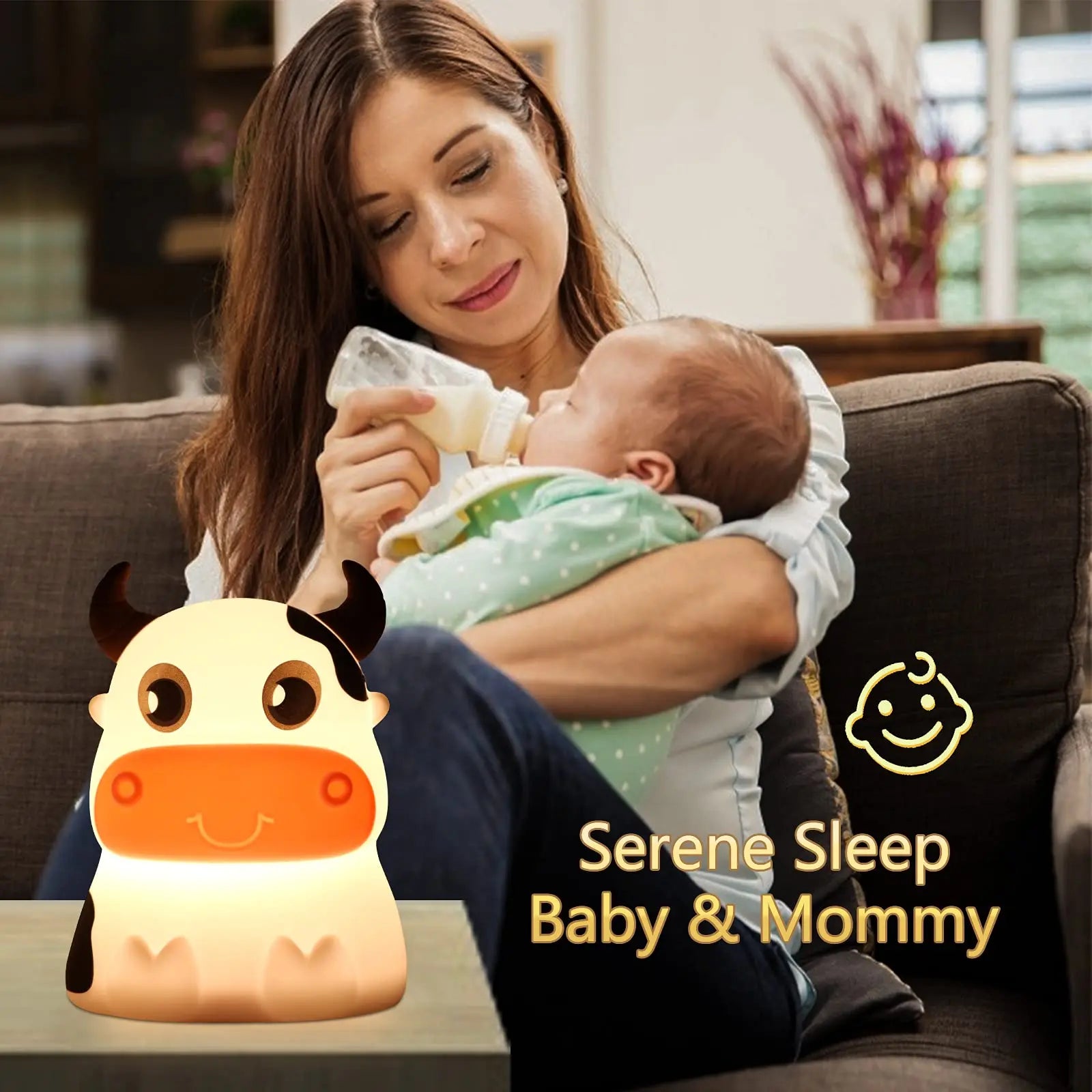 Lampe Mignon Vache Veilleuse À Distance Veilleuse 7 Couleurs En Silicone Souple Animal LED Pépinière Lampe De Nuit Chambre Décor Pour Bébé Infantile Enfant En Bas Âge - vue 5 sur 8