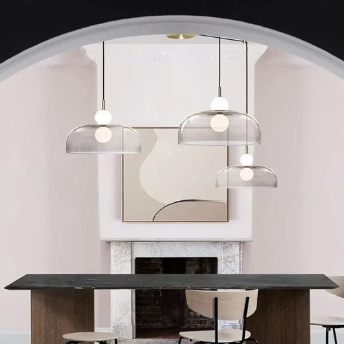 Nordic Glass Chandelier Double Balls Pendant Light Suspension Hanging Lamp for Kitchen Dining Room - vue 7 sur 8