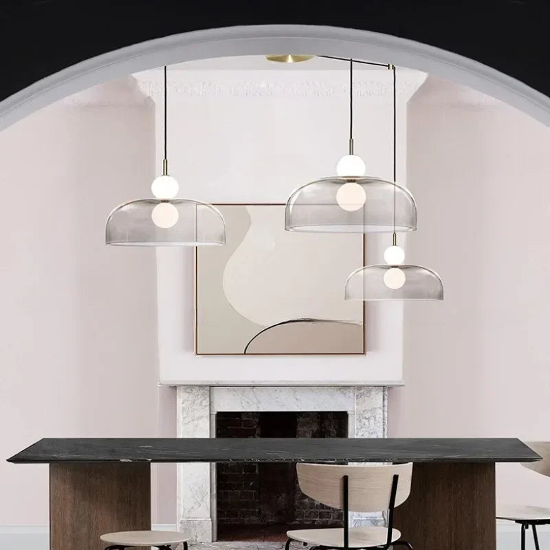 Nordic Glass Chandelier Double Balls Pendant Light Suspension Hanging Lamp for Kitchen Dining Room - vue 6 sur 8