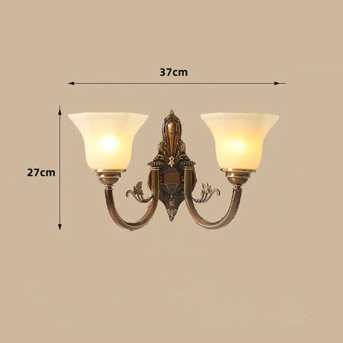lustre vintage en cuivre avec abat-jour en verre dépoli - vue 19 sur 20