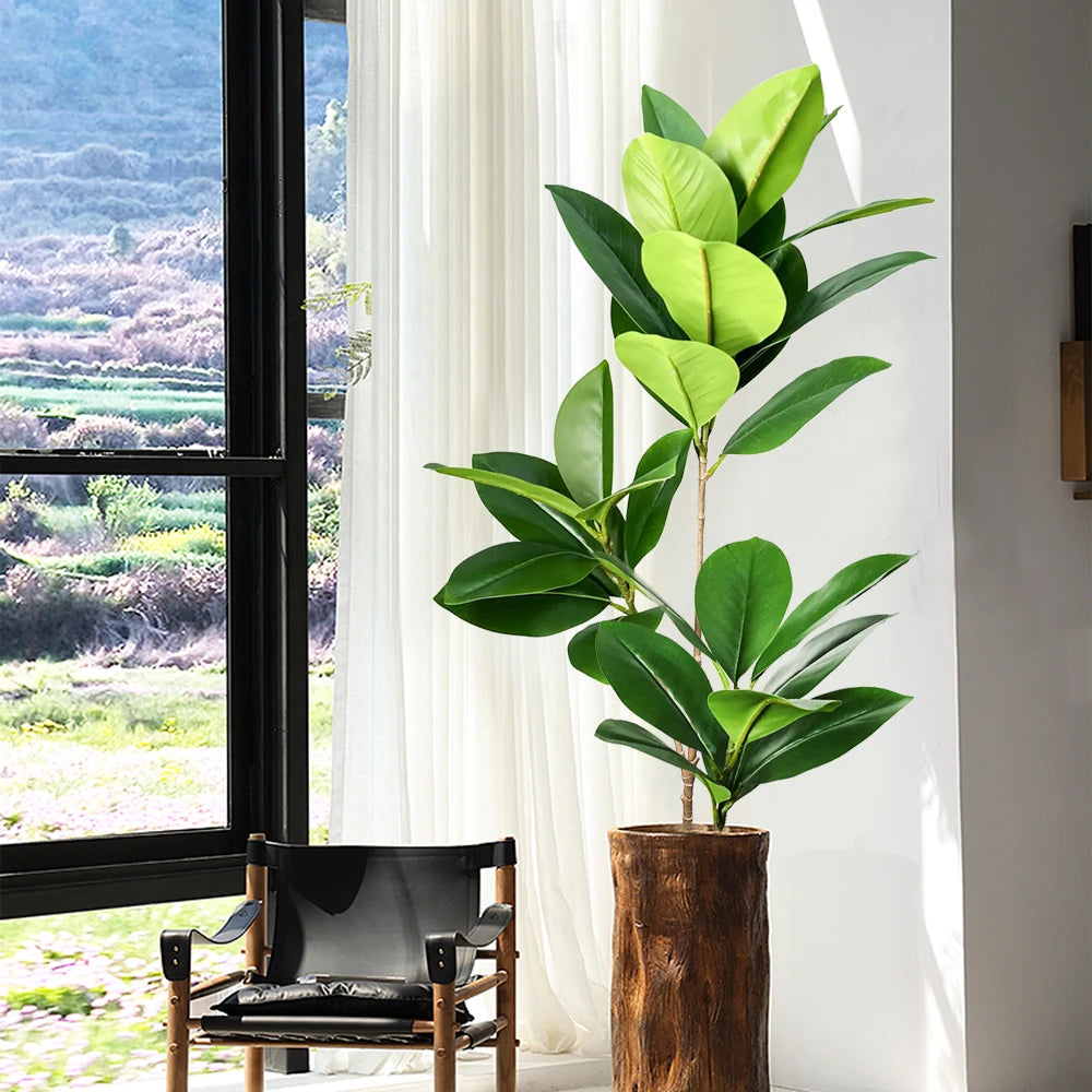 grand arbre artificiel ficus tropical avec feuilles réalistes pour décoration