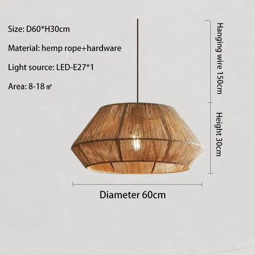 suspension en rotin japonais style wabi sabi pour espaces rustiques - vue 12 sur 16
