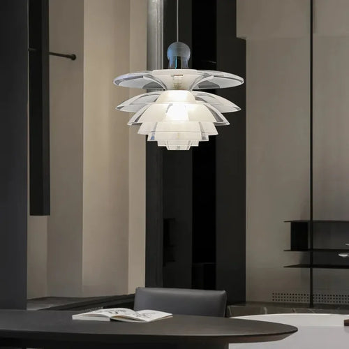 lustre en verre led moderne design scandinave éclairage suspendu élégant - vue 2 sur 8
