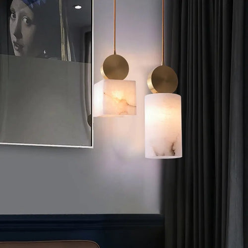 Lampe suspension marbre LED minimaliste - vue 6 sur 21