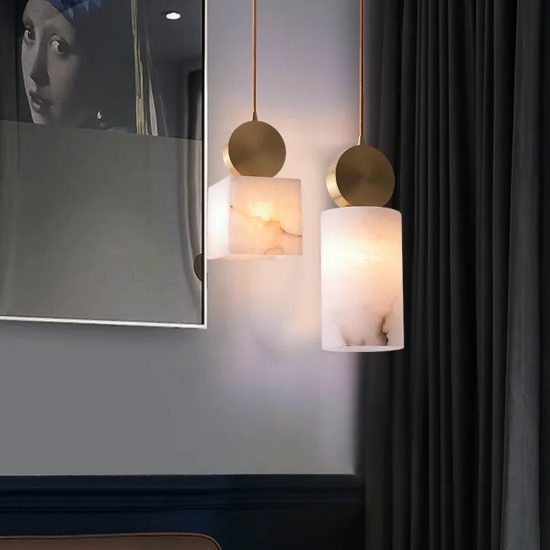 Lampe suspension marbre LED minimaliste - vue 5 sur 21