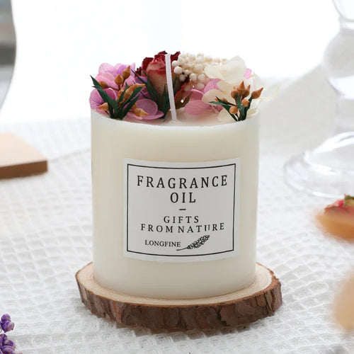 bougie parfumée fleurs séchées en cire de soja décorative et romantique - vue 13 sur 16